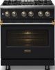 Viking® 5 Series 30" Onyx Pro Style Dual Fuel (LP) Range with Brushed Brass Trim-2