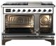 Ilve® Majestic III 48" White Pro Style Dual Fuel Liquid Propane Range with Solid Door and Burnished Trim-2