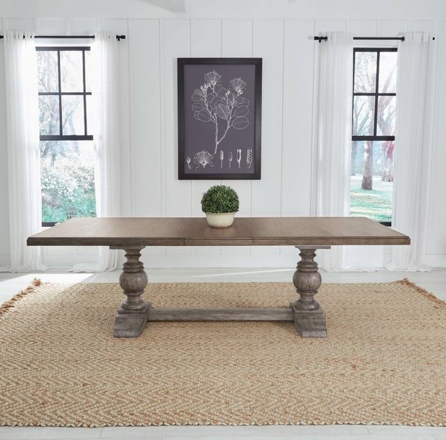 Liberty Furniture River Place Tobacco Dining Table with Riverstone Gray Base-1