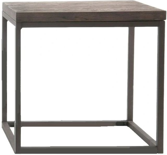 Decor-Rest® Furniture LTD Nathaniel Weathered Oakwood Top Side Table with Dark Brown Base-0
