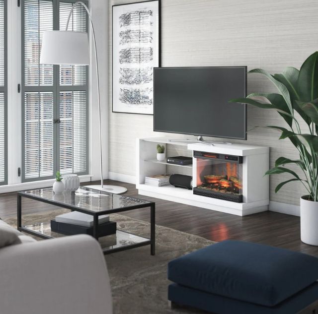 ClassicFlame® White TV Stand for TVs up to 65" with Electric Fireplace-1