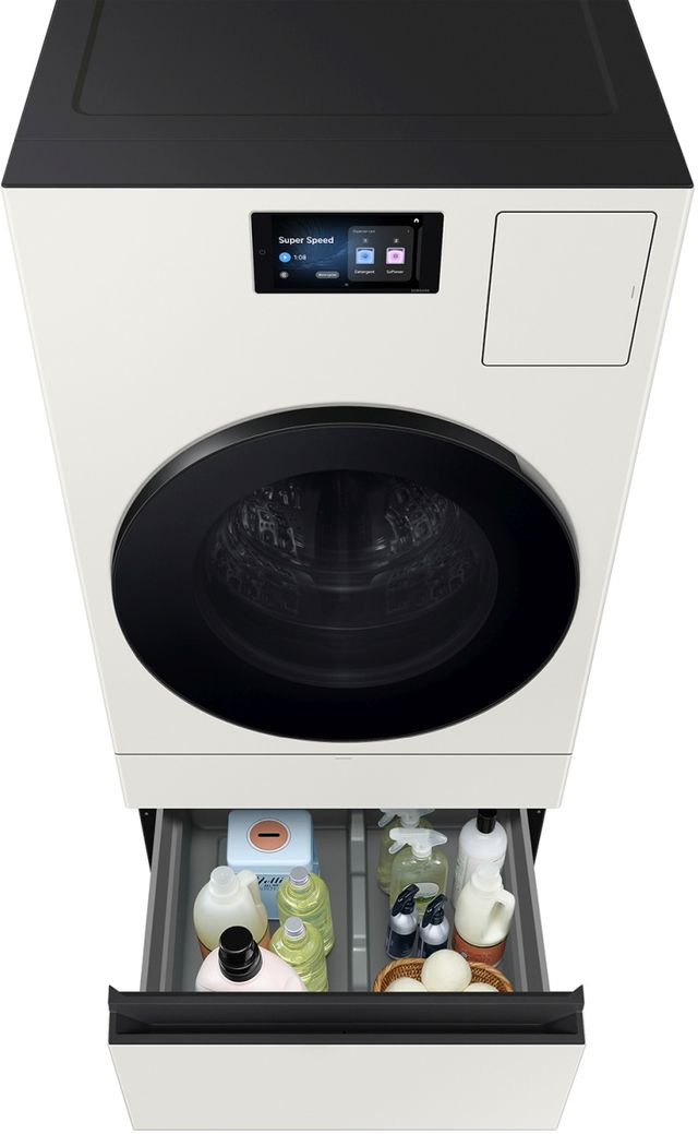 Samsung Bespoke AI 27" W x 15" H Ivory Laundry Pedestal with Storage Drawer-5