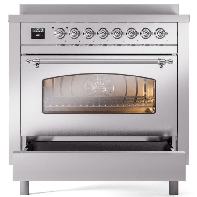Ilve® Nostalgie II Series 36" Stainless Steel Pro Style Induction Range-3