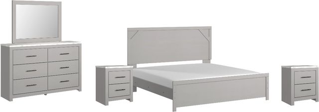 Signature Design by Ashley® Cottenburg 5-Piece Light Gray/White King Panel Bed Set-0