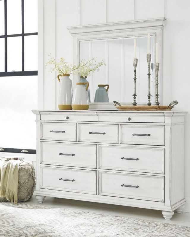 Benchcraft® Kanwyn Whitewash Dresser and Mirror-6