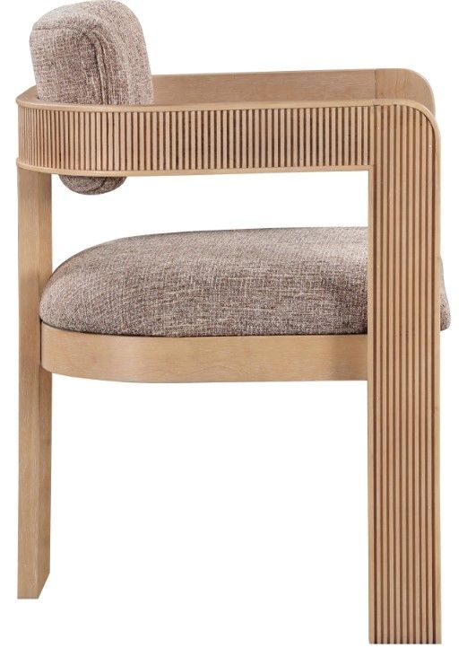 Meridian Furniture Sacha Brown/Natural Linen Textured Upholstered Dining Chair-2