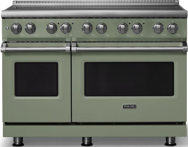 Viking® 5 Series 48" Eucalyptus Pro Style Induction Range with Polished Chrome Trim-0