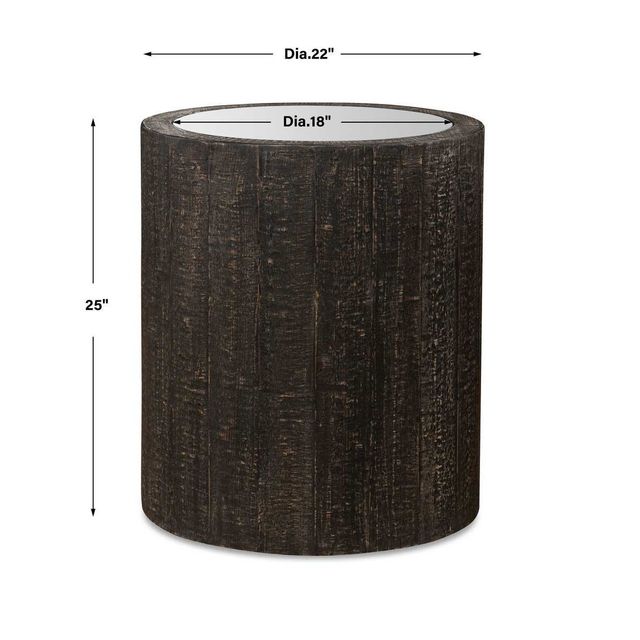 Uttermost® Sequoia Mirrored Top Accent Table with Dark Walnut Base-2
