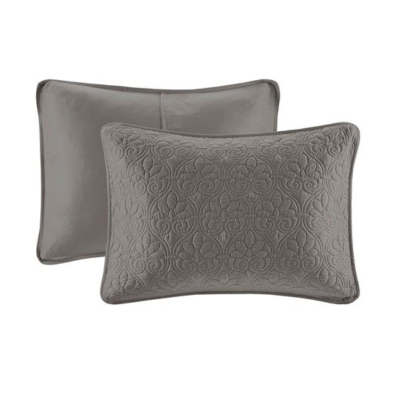 Olliix by Madison Park Quebec Dark Grey Full Reversible Bedspread Set-3