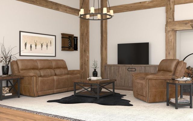 Flexsteel® Beau Silt Tan Power Reclining Sofa with Power Headrests-2