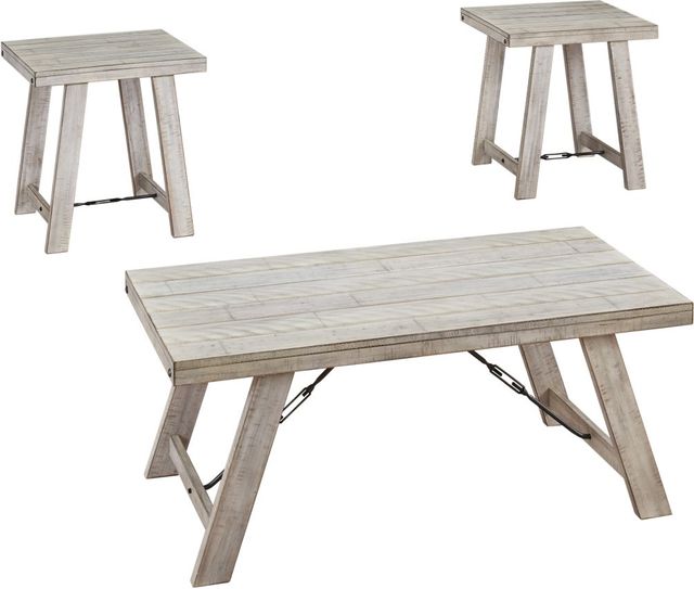 Signature Design by Ashley® Carynhurst 3-Piece Whitewash Occasional Table Set