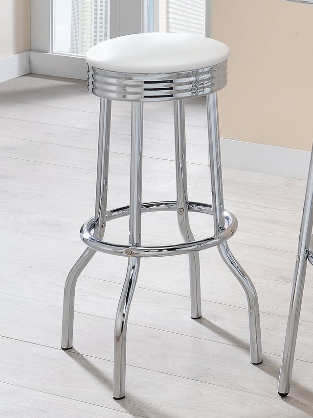 Coaster® Theodore 2-Piece White/Chrome Soda Fountain Bar Stools-3