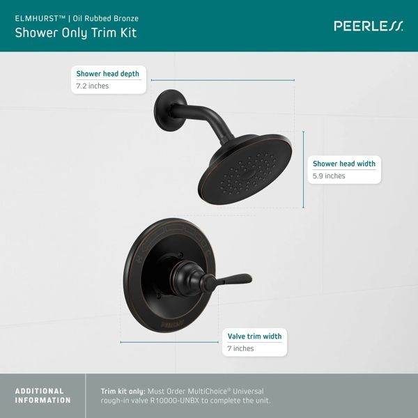 Peerless Elmhurst® Oil Rubbed Bronze Shower Trim Kit-1