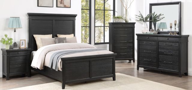 American Wholesale Furniture Hollis 3-Piece Black Queen Panel Bedroom Set-0