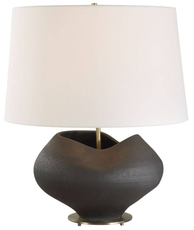 Uttermost® Nocturne Aged Black Table Lamp with Brass Accent-0