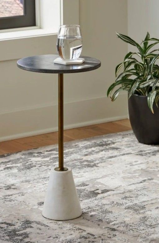Signature Design by Ashley® Caramont Black Accent Table with White Base-3