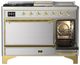 Ilve® Majestic III 48" Stainless Steel Pro Style Dual Fuel Liquid Propane Range with Solid Door and Brass Trim-4