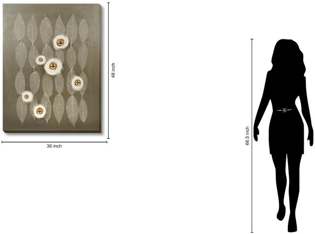 Classy Living Organic Golden Orbs and Whispering Leaves Abstract Wall Art-2