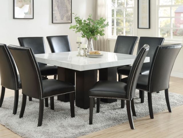 Steve Silver Co. Camila White Square Dining Table with Ebony Base-1