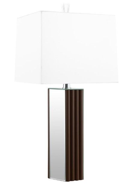 Coaster® Elena Brown/White 30" Square Tapered Mirrored Table Lamp -1