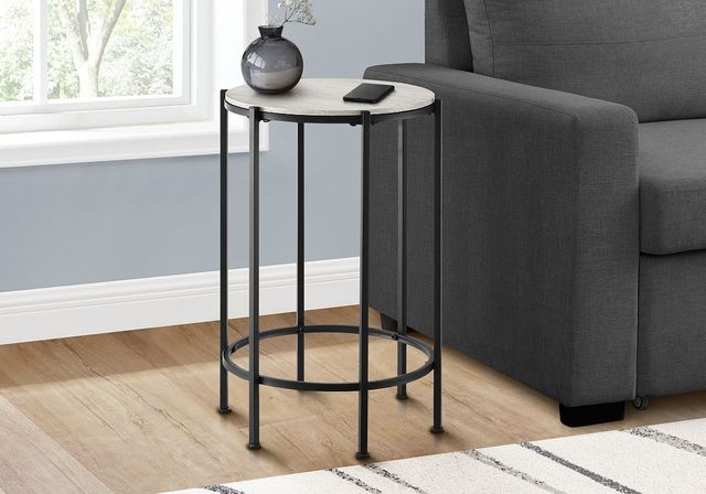 Monarch Specialties Inc. Washed Oak End Table with Black Metal Base-1
