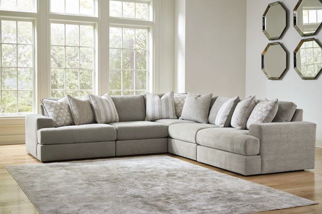 Detailed shot of modular sectional fabric and cushions