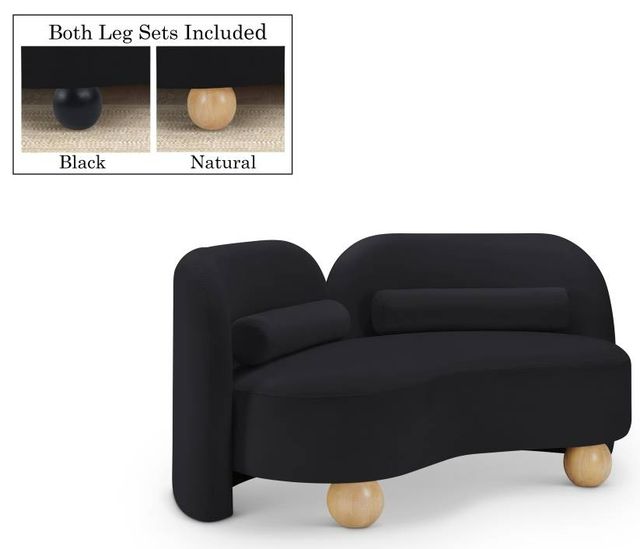 Meridian Furniture Daphne Black 64" Velvet Loveseat-1