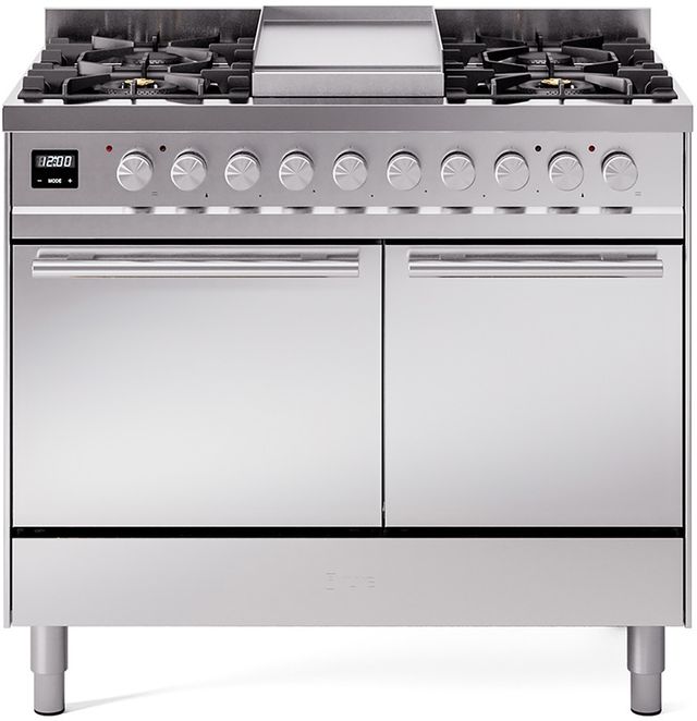 Ilve® Professional Plus II 40" Stainless Steel Pro Style Dual Fuel Range-0