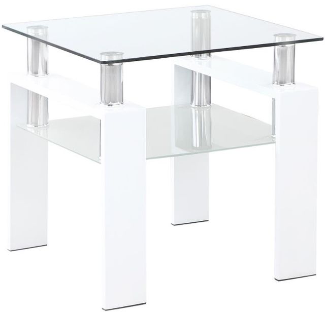 Coaster® Dyer 2-Piece Glass Top Occasional Table with Chrome/White Base Set-4