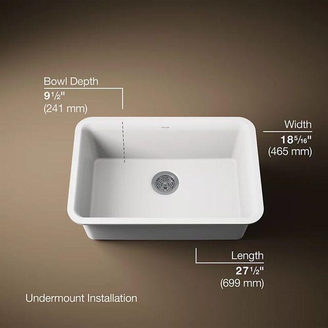 KOHLER® Cairn® Matte White 28" Undermount Single-Bowl Kitchen Sink-2