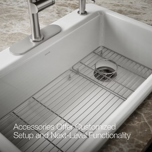 KOHLER® Riverby® White 33" 4-Faucet Hole Top-Mount Single-Bowl Kitchen Sink-4