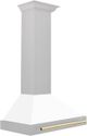 ZLINE Autograph Edition 30" Satin Stainless Steel Convertible Wall Mounted Range Hood with White Matte Shell and Polished Gold Handle-3