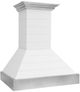 ZLINE 30" Rustic Shiplap Bright White Finish Wooden Wall Mounted Range Hood with Stainless Steel Accents-4