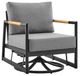 Armen Living Crown Black/Gray Outdoor Aluminum/Teak Swivel Chair-0