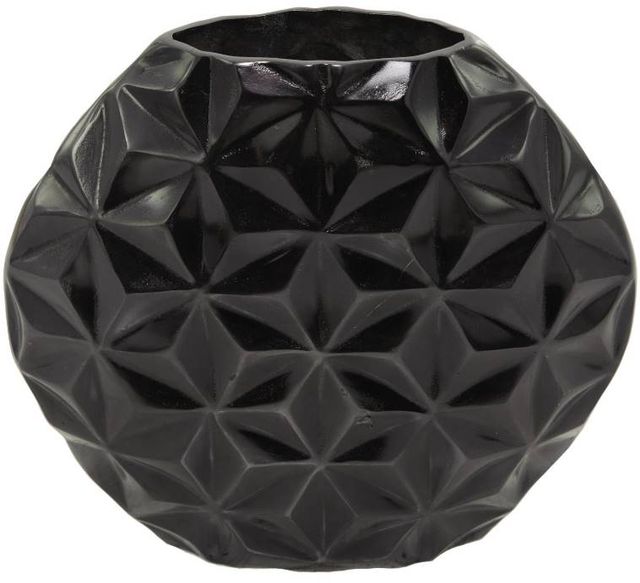 Deco Marche CosmoLiving by Cosmopolitan Black 12" Geometric Faceted Vase-0