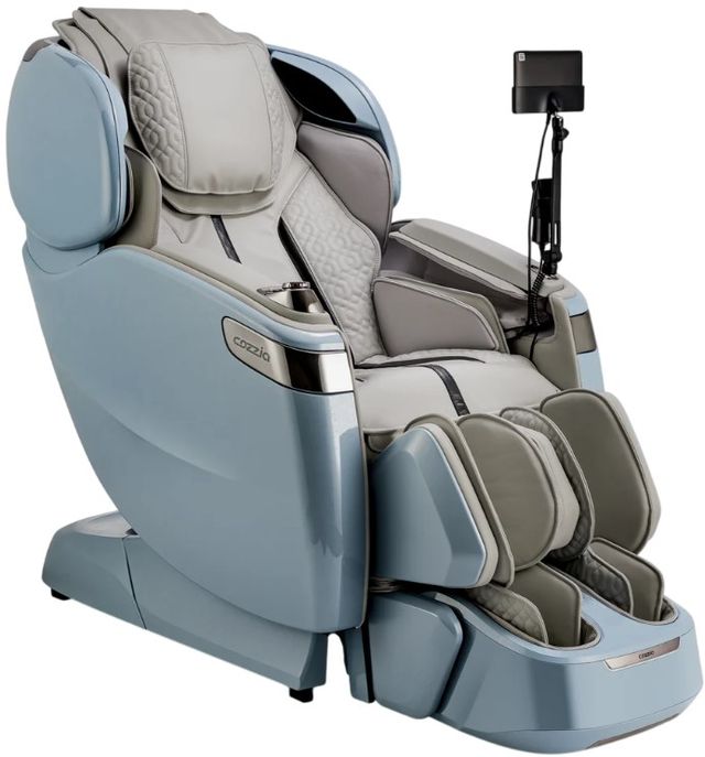Cozzia® Qi™ XE Pro Duo Light Blue/Silver Massage Chair-0