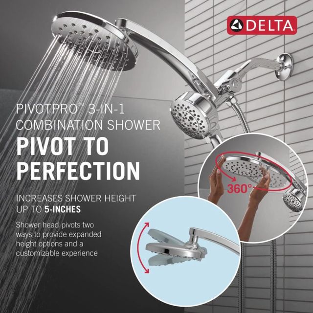 Delta Universal Showering PivotPro™ Lumicoat® Chrome 2.5 GPM 3-in-1 Combination Shower -4