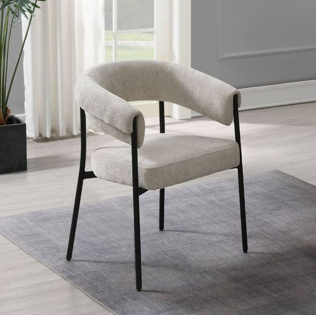 ACME Furniture Jirina 2-Piece Beige/Black Upholstered Dining Arm Chair Set-1