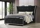 Coaster® Lorient Black Queen LED Upholstered Wingback Bed-1