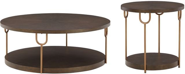 Signature Design by Ashley® Brazburn 2-Piece Dark Brown/Gold Living Room Table Set-0