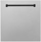 Zline Autograph Edition 24" Satin Stainless Steel Dishwasher Panel with Matte Black Handle-0