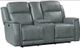Bassett® Furniture Conover Blue Gray Leather Reclining Loveseat with Console-0