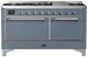 Ilve® Majestic III 60" Blue Gray Pro Style Dual Fuel Natural Gas Range with Solid Door and Chrome Trim-0