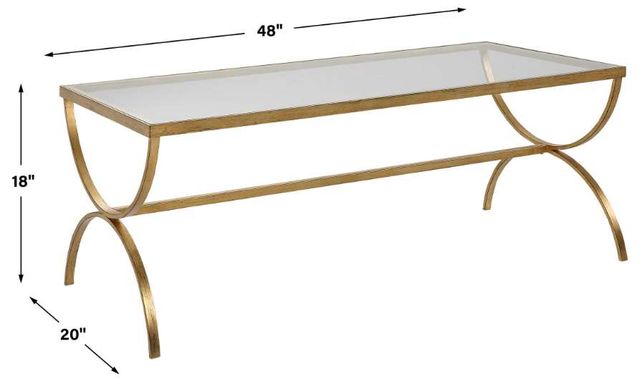 Uttermost® Crescent Glass Top Coffee Table with Antiqued Gold Base-2