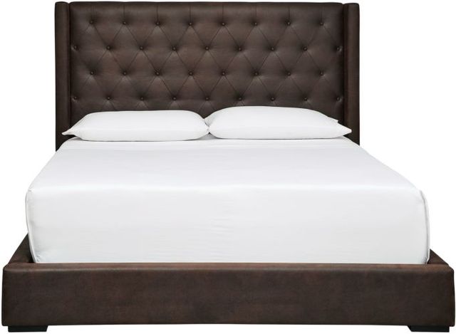 Signature Design by Ashley® Fremindon Coffee Queen Upholstered Panel Storage Bed-3