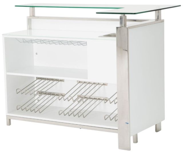 Michael Amini® State St. Glossy White/Stainless Steel Bar-3