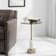 Uttermost® Portsmouth Glass Top Accent Table with Brushed Brass/White Base-1