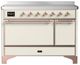 Ilve® Majestic III 48" Antique White Pro Style Induction Range with Solid Door and Copper Trim-0