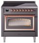 Ilve® Nostalgie II Noblesse 36'' Graphite Matte Pro Style Induction Range with Copper Trim-0