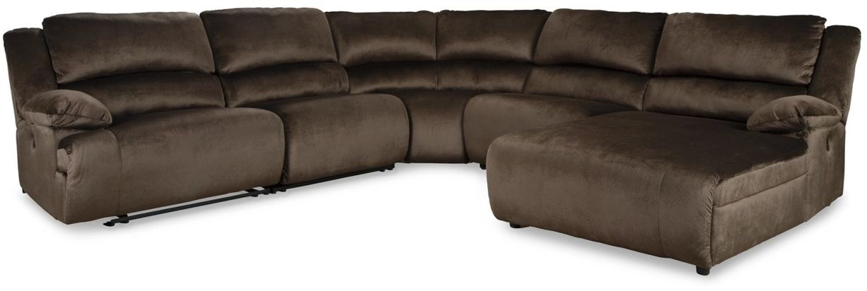 Signature Design by Ashley® Clonmel 5-Piece Chocolate Power Reclining Right-Arm Facing Sectional and Chaise